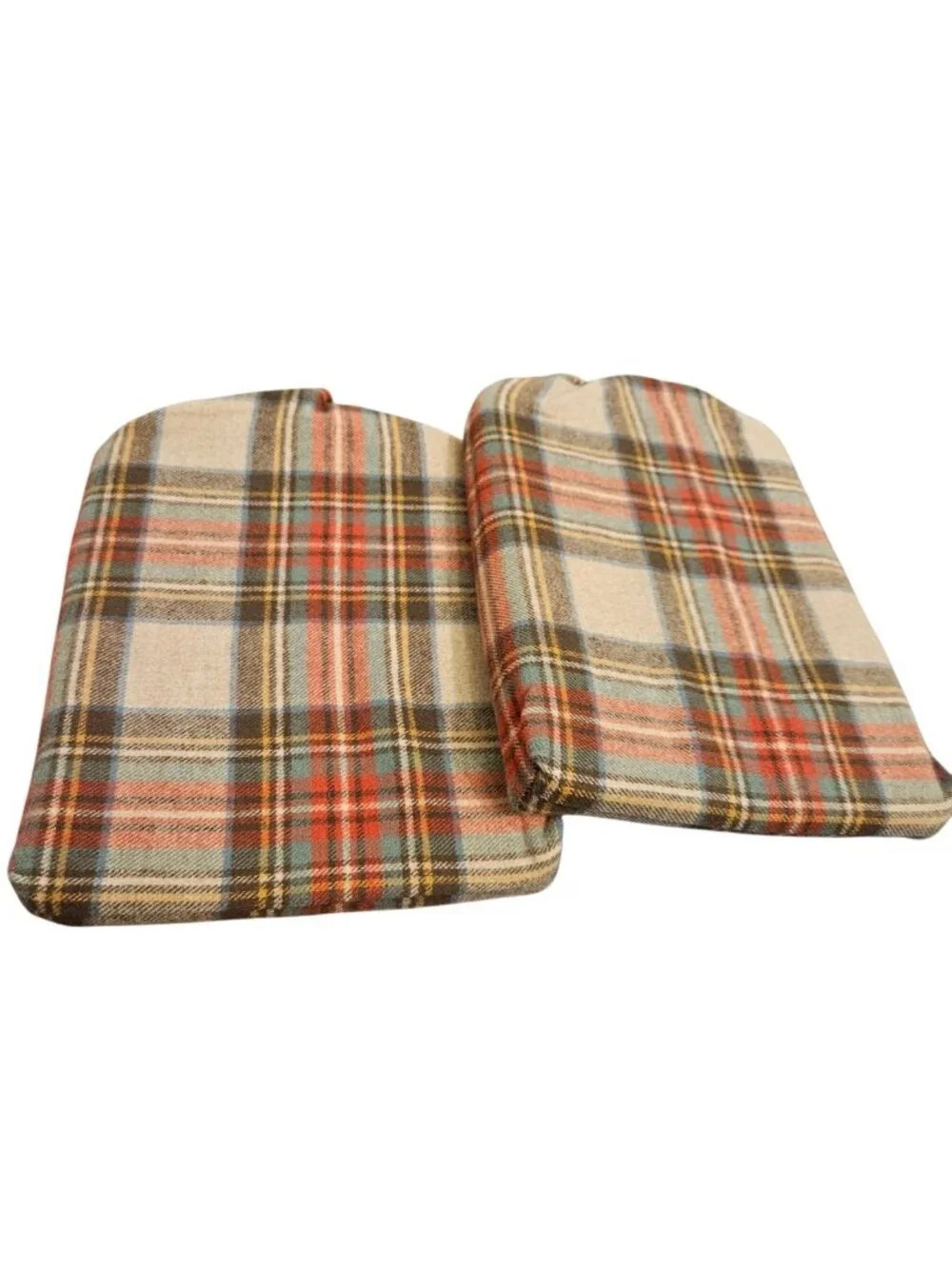 L.L.Bean Heritage Chamois Flannel 2 Standard Pillow Shams Antique Dress Stewart